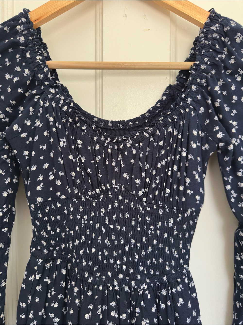 Hollister Navy Blue Mini Dress with White Floral Print